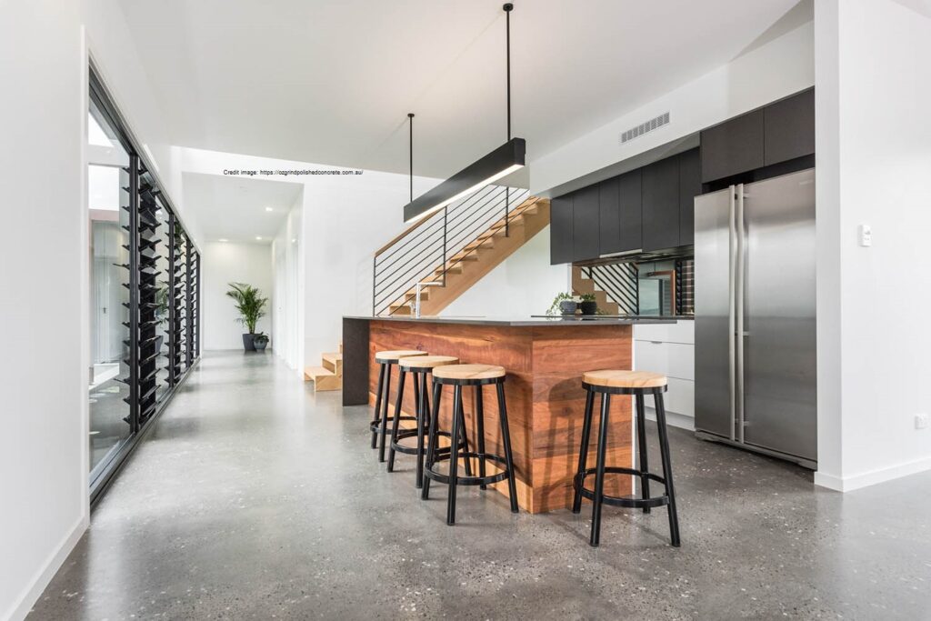 interior of yamba property with a polished concrete floor by yamba concrete floor polishing experts cochrane brothers