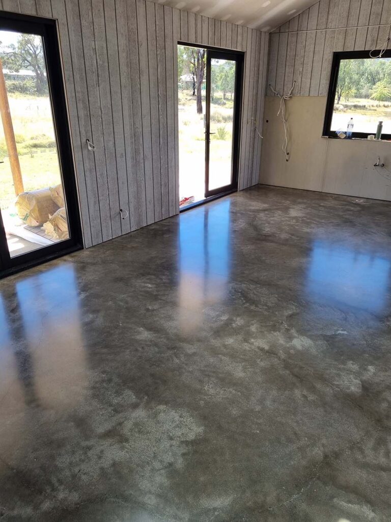 interior of yamba property with a polished concrete floor by yamba concrete floor polishing experts cochrane brothers